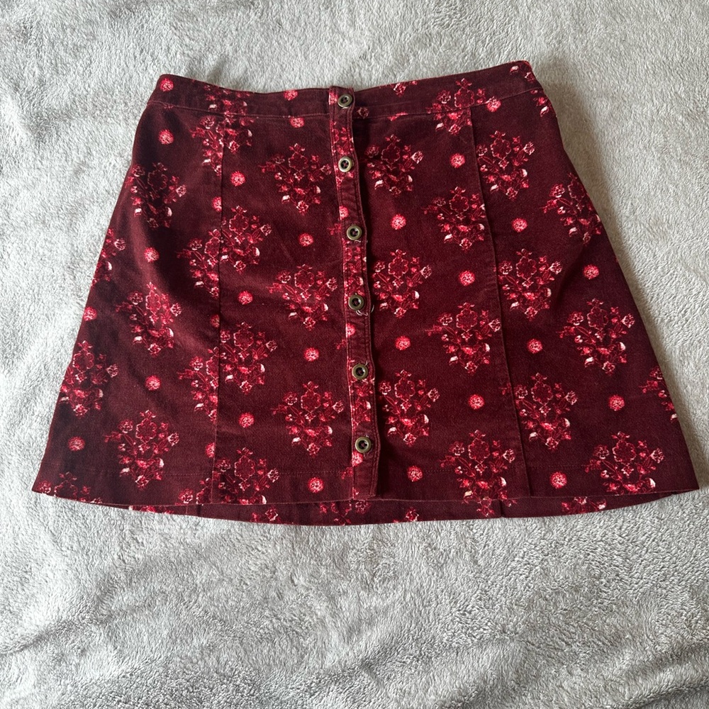 Floral Corduroy Skirt